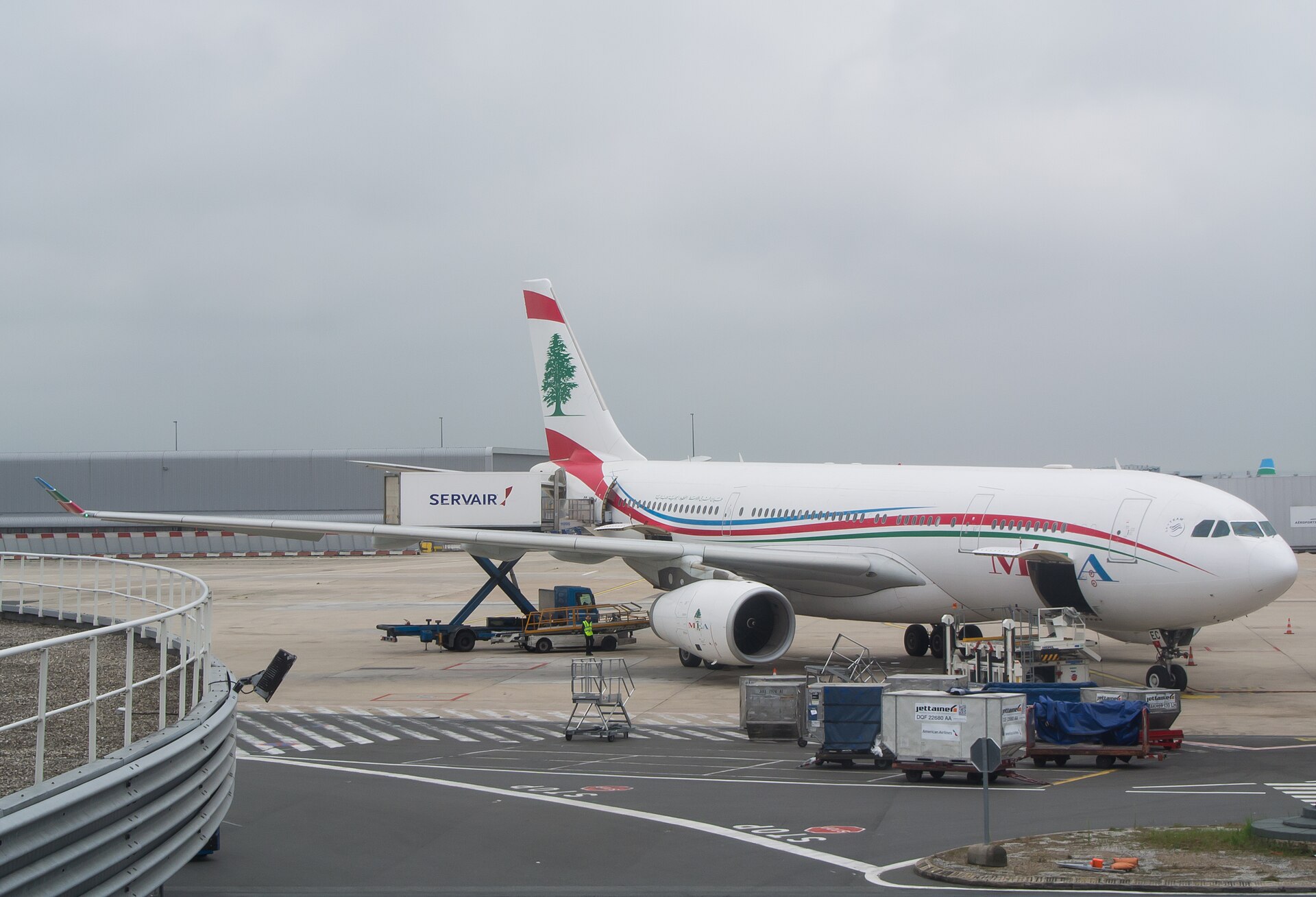 Middle East Airlines Airbus A330 parked at Paris CDG Terminal 2C