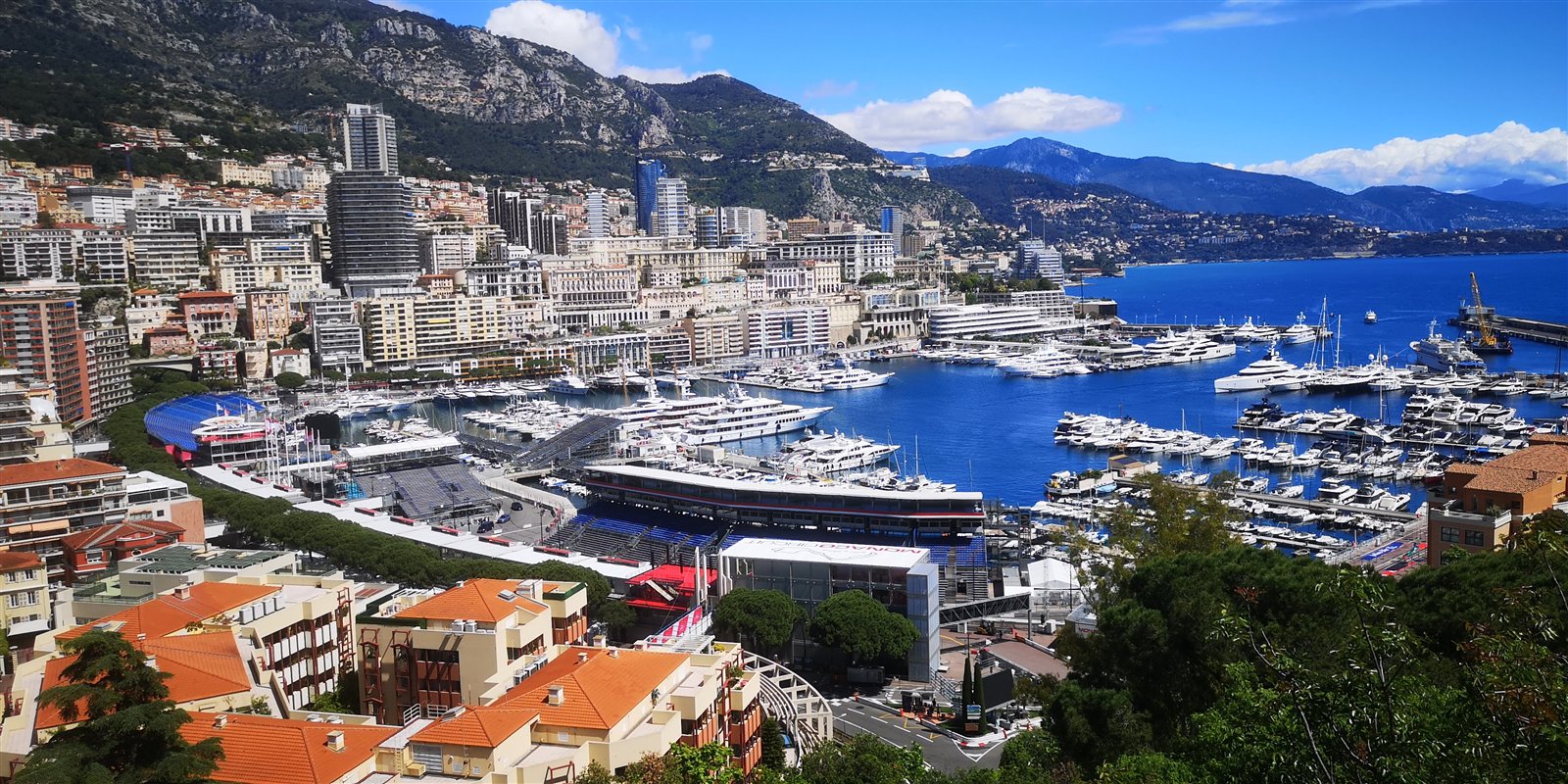 Yachts in Port Hercules and Monte Carlo on the Mediterranean coast