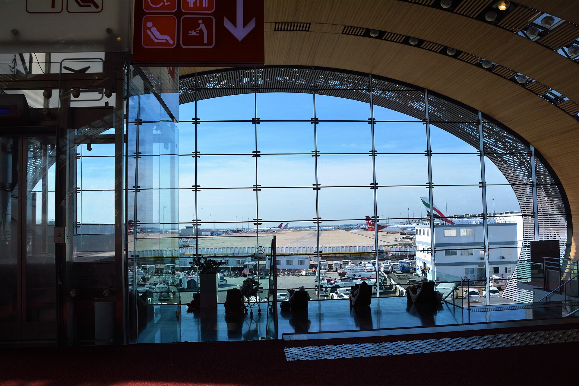 International aircraft parked at the Paris CDG Terminal 2A and 2C apron