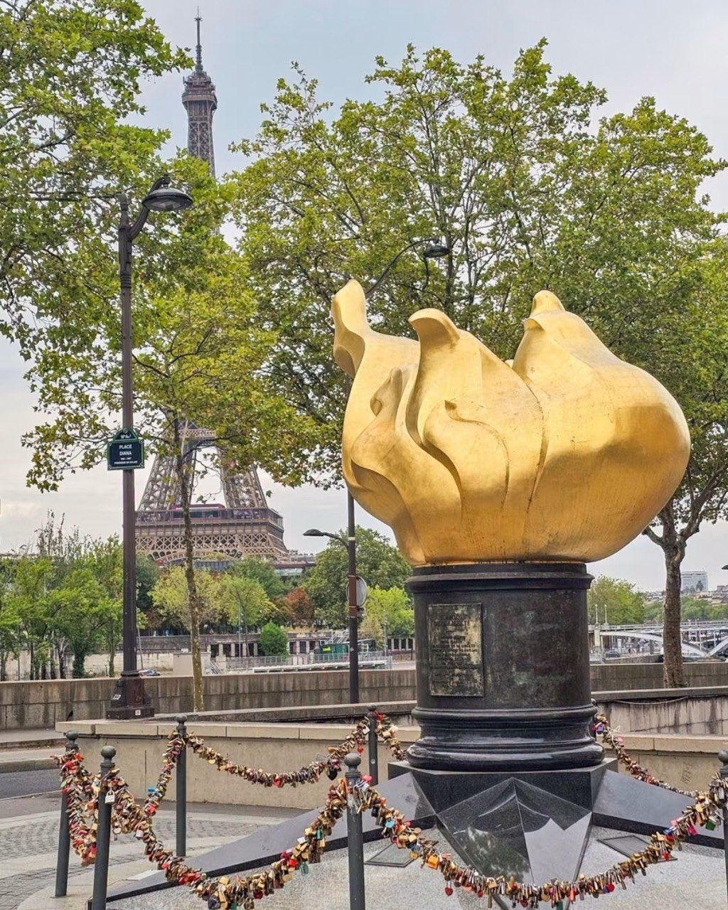 The Flame of Liberty and the Eiffel Tower