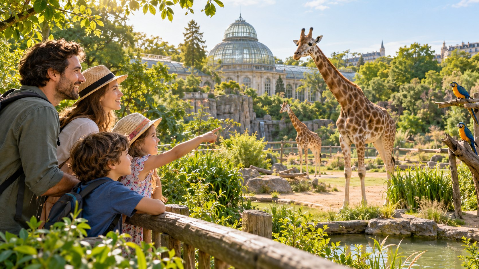 A family discovering animals and nature in Paris