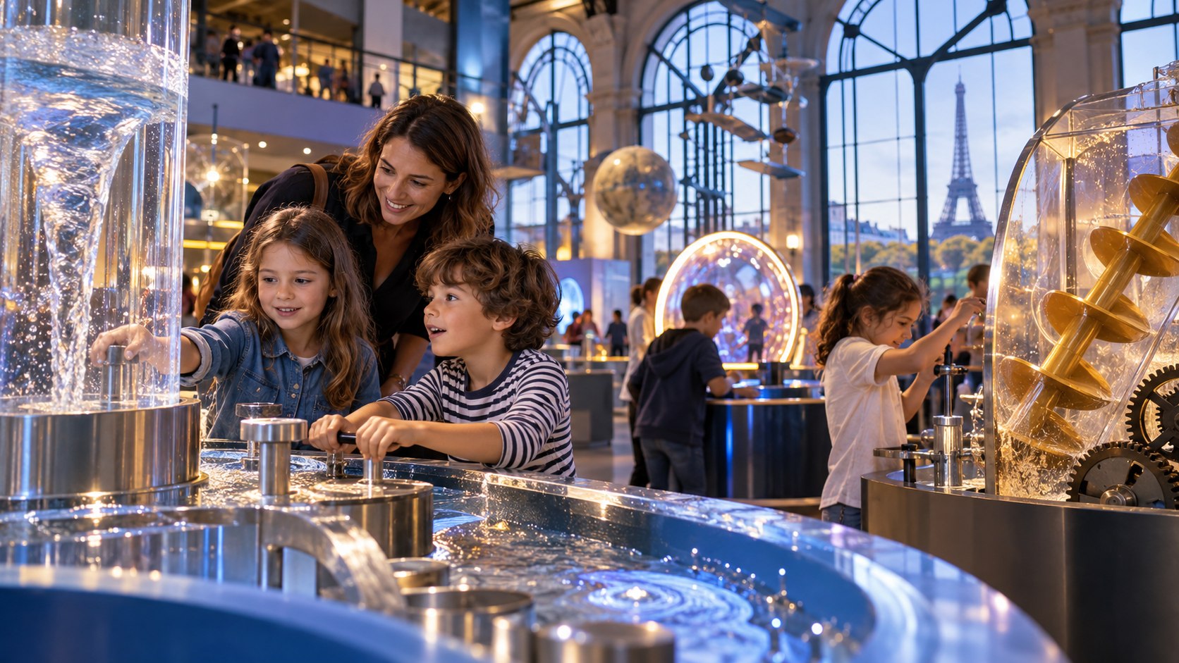 Des enfants expérimentent des activités scientifiques interactives à Paris