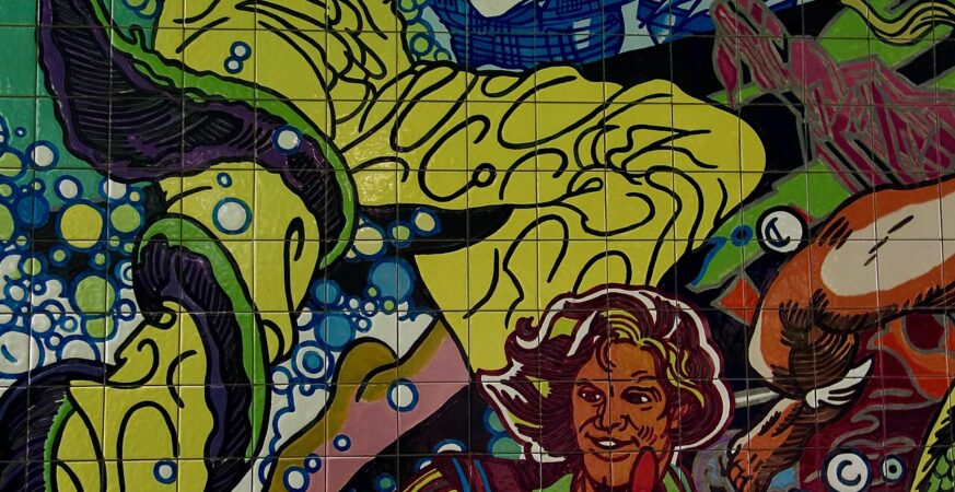 Sea themed Mural in Oriente Metro Station, Lisbon