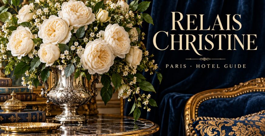 Relais Christine Paris hotel guide cover — luxury floral arrangement and hotel name