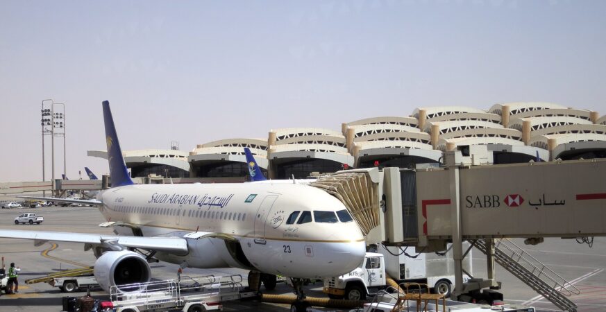 Saudia Airbus A320 at King Khalid International Airport in Riyadh