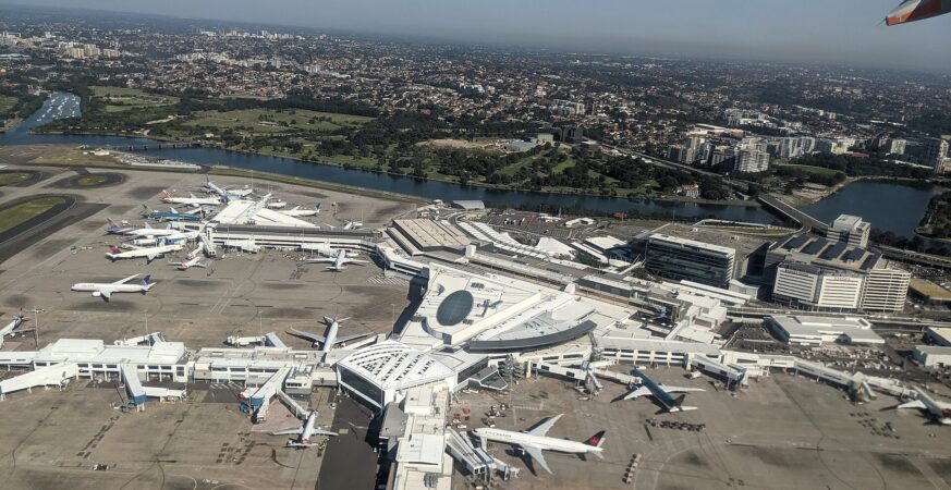 Aerial view of Sydney Airport Terminal 1 in Australia