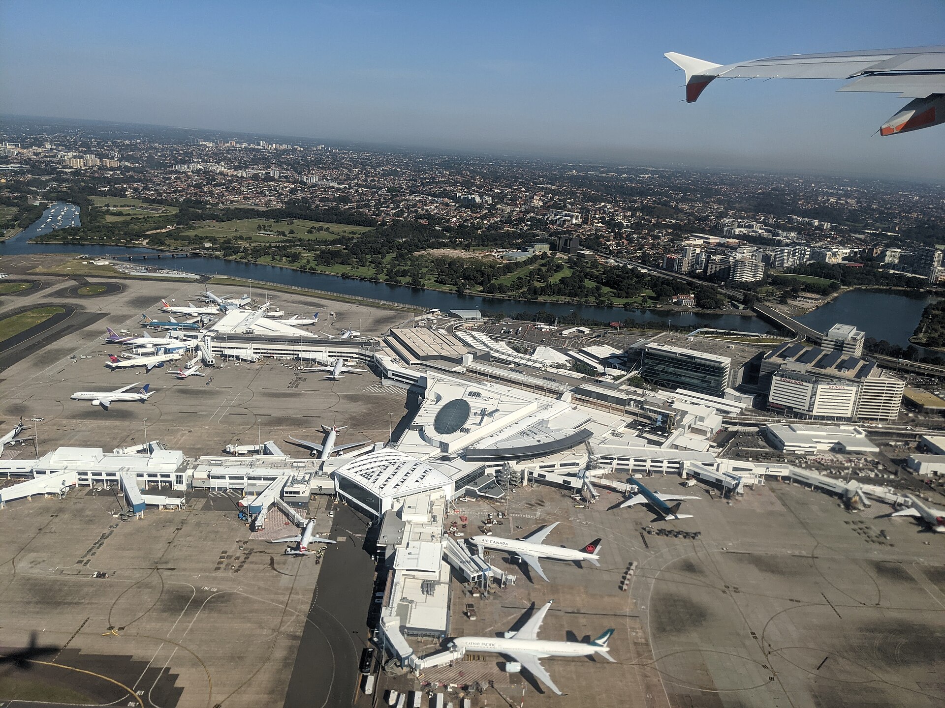 Aerial view of Sydney Airport Terminal 1 in Australia