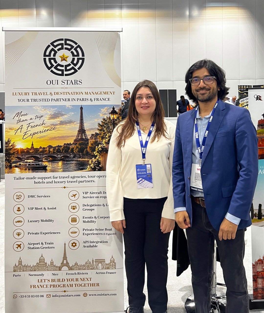 A meeting at the OUISTARS stand during WTE Miami 2026.