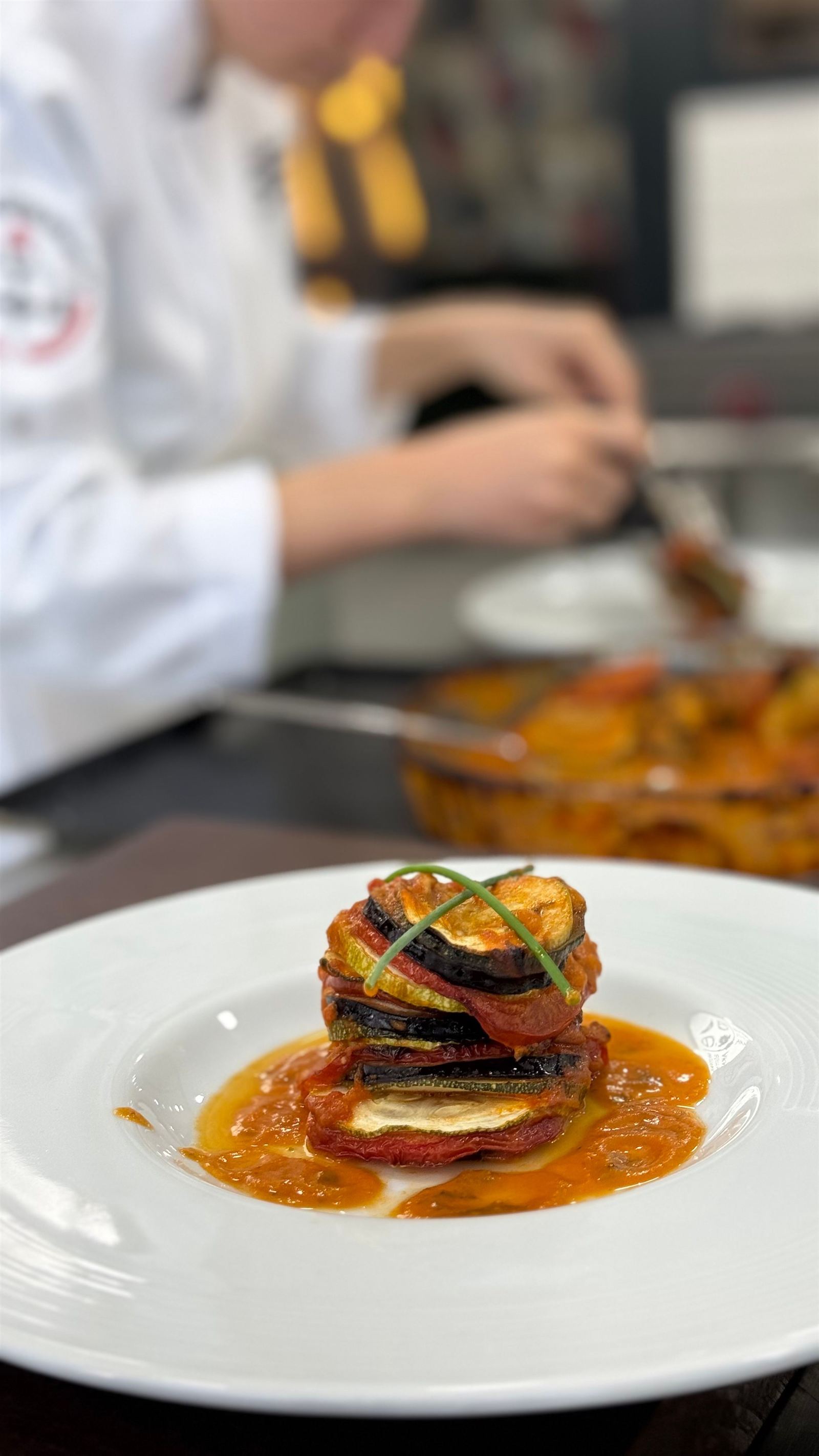 Professionally plated French ratatouille